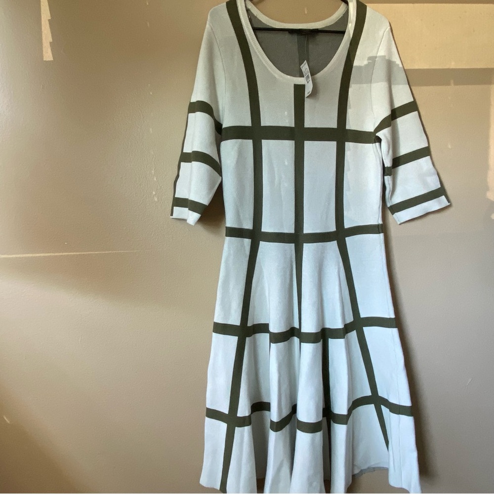 Ashley Stewart Window Pane Sweater Dress NWT Size 14/16 Modest READ
